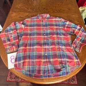 Ralph‎ Lauren Multicolor Plaid Woven Cotton Men's Button Down Shirt XL